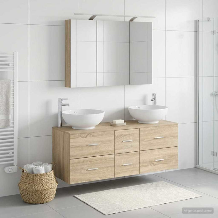 Set de mobilier pentru baie 4 pcs Stejar Sonoma WALTI