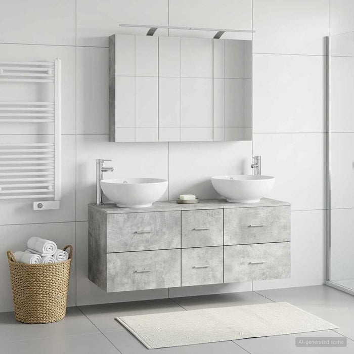 Set de mobilier pentru baie 4 pcs Gri Beton WALTI