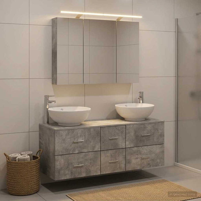 Set de mobilier pentru baie 4 pcs Gri Beton WALTI