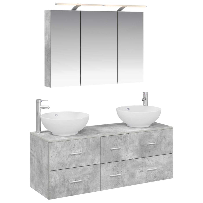Set de mobilier pentru baie 4 pcs Gri Beton WALTI