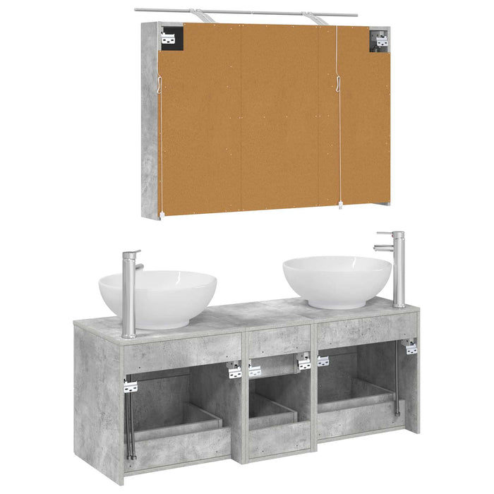Set de mobilier pentru baie 4 pcs Gri Beton WALTI