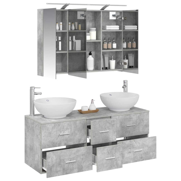 Set de mobilier pentru baie 4 pcs Gri Beton WALTI