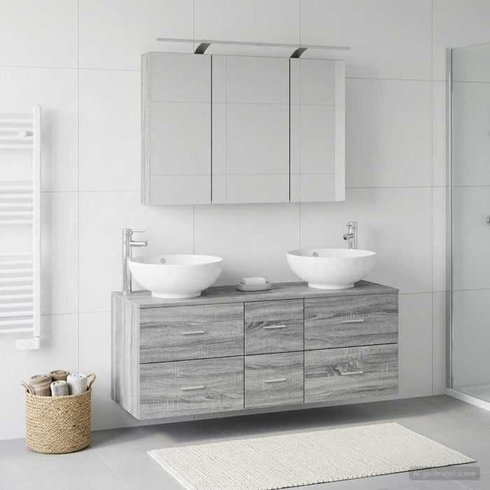 Set de mobilier pentru baie 4 pcs Sonoma gri WALTI