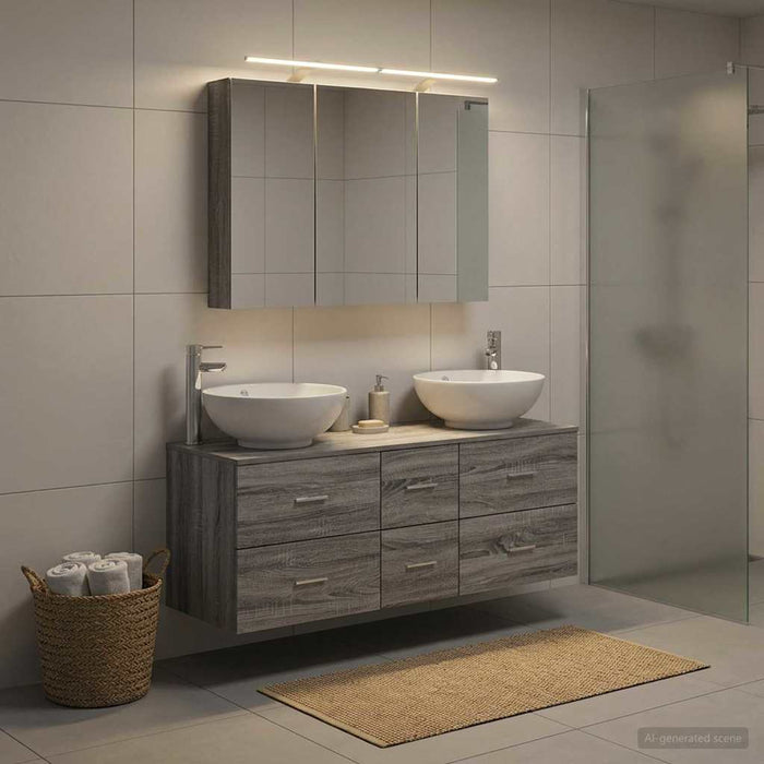 Set de mobilier pentru baie 4 buc. Sonoma gri WALTI