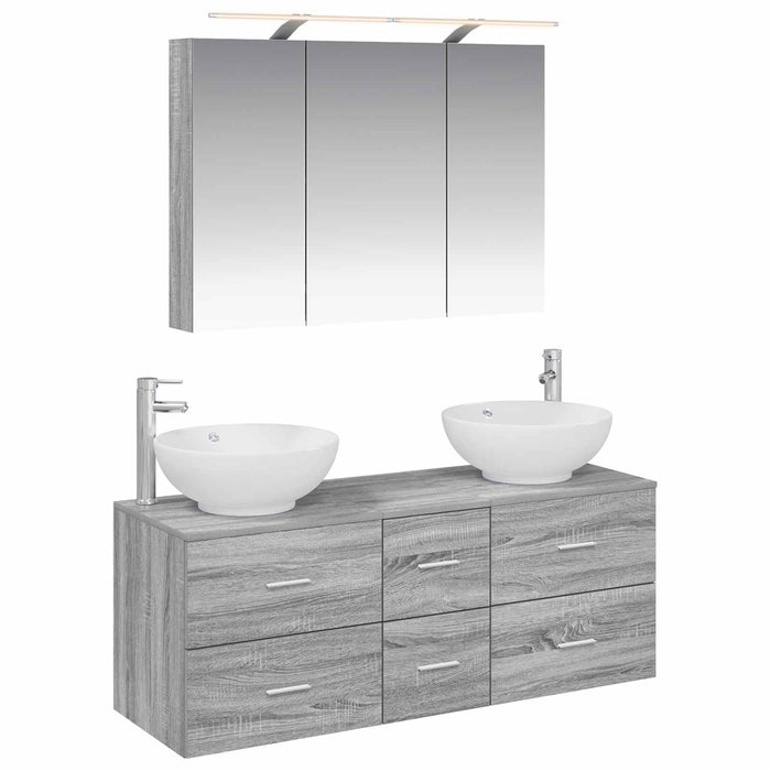 Set de mobilier pentru baie 4 pcs Sonoma gri WALTI