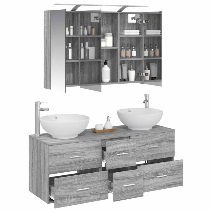 Set de mobilier pentru baie 4 pcs Sonoma gri WALTI