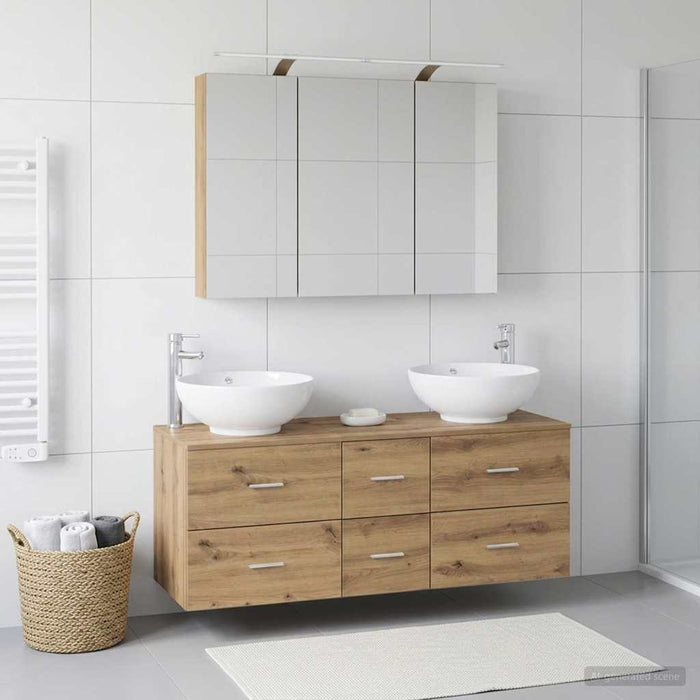 Set de mobilier pentru baie 4 pcs Stejar Artizanal WALTI