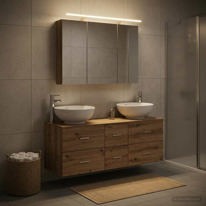 Set de mobilier pentru baie 4 buc. Stejar Artizanal WALTI