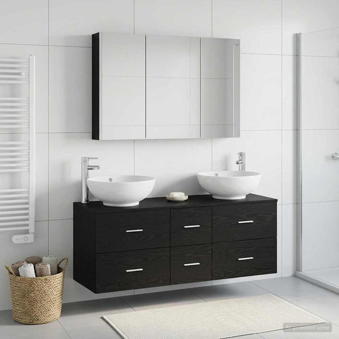 Set de mobilier pentru baie 4 pcs Stejar Negru WALTI
