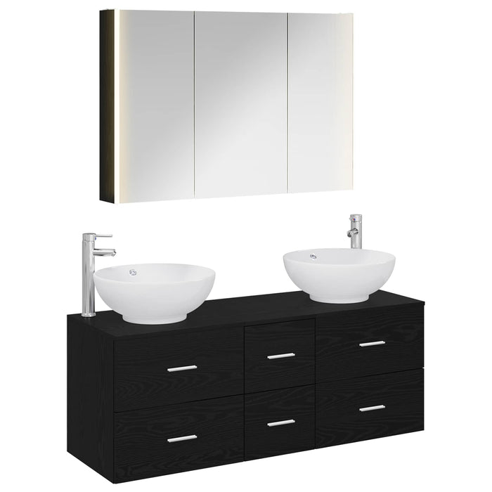 Set de mobilier pentru baie 4 pcs Stejar Negru WALTI