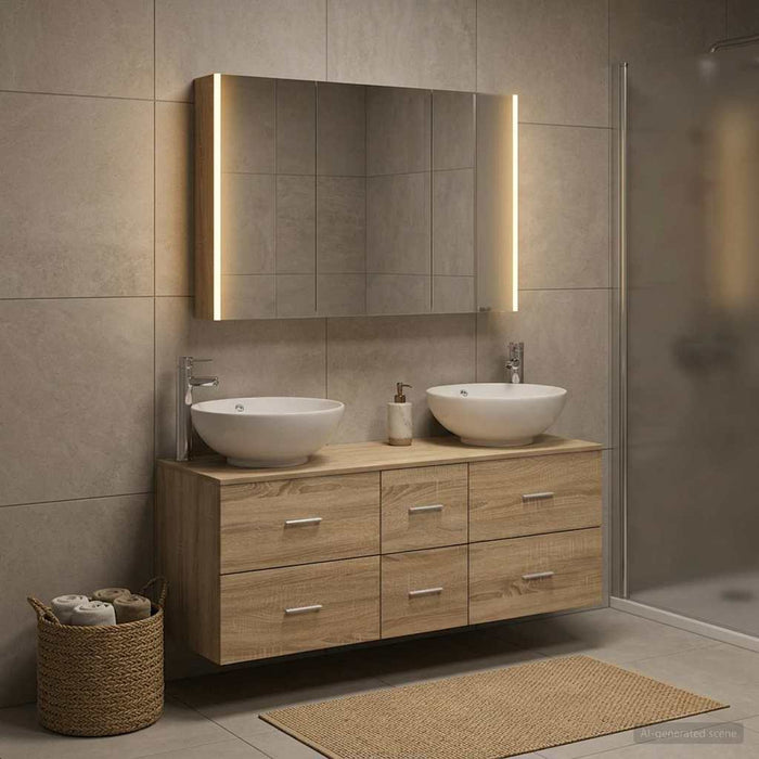 Set de mobilier pentru baie 4 buc. Stejar Sonoma WALTI