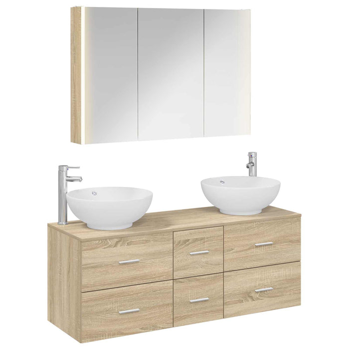 Set de mobilier pentru baie 4 pcs Stejar Sonoma WALTI