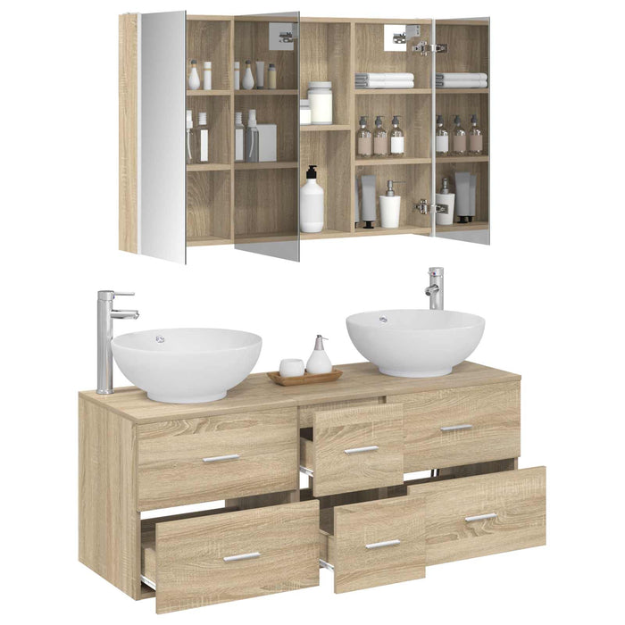 Set de mobilier pentru baie 4 pcs Stejar Sonoma WALTI