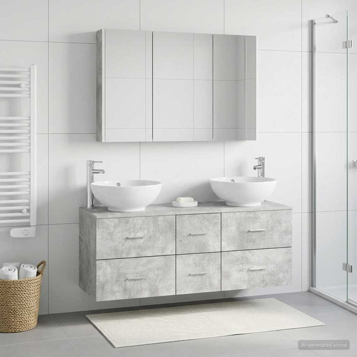 Set de mobilier pentru baie 4 pcs Gri Beton WALTI