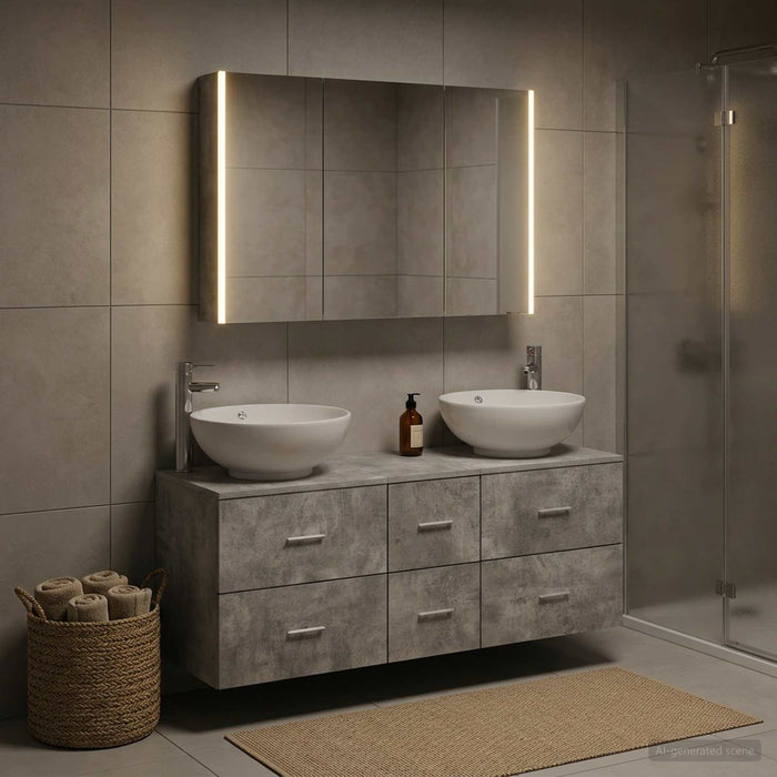 Set de mobilier pentru baie 4 buc. Gri Beton WALTI