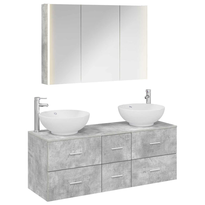 Set de mobilier pentru baie 4 pcs Gri Beton WALTI