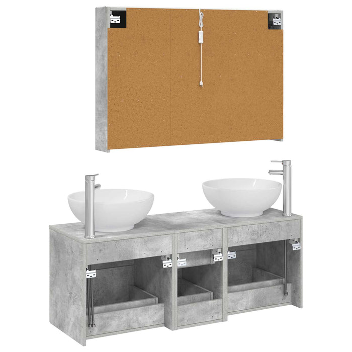Set de mobilier pentru baie 4 pcs Gri Beton WALTI
