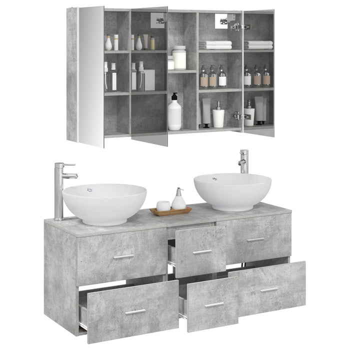 Set de mobilier pentru baie 4 pcs Gri Beton WALTI