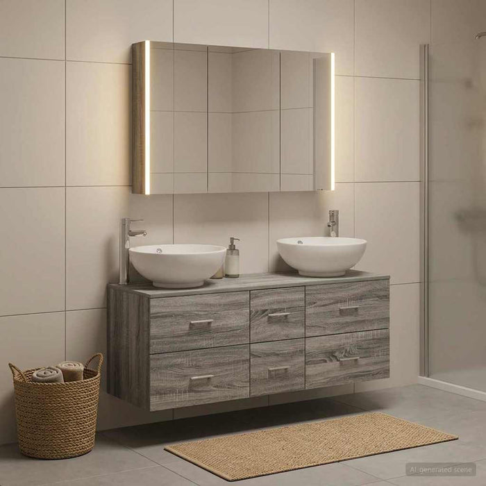 Set de mobilier pentru baie 4 buc. Sonoma gri WALTI