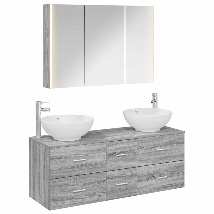 Set de mobilier pentru baie 4 pcs Sonoma gri WALTI