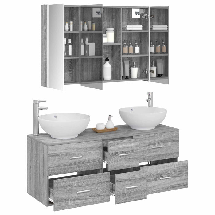 Set de mobilier pentru baie 4 pcs Sonoma gri WALTI