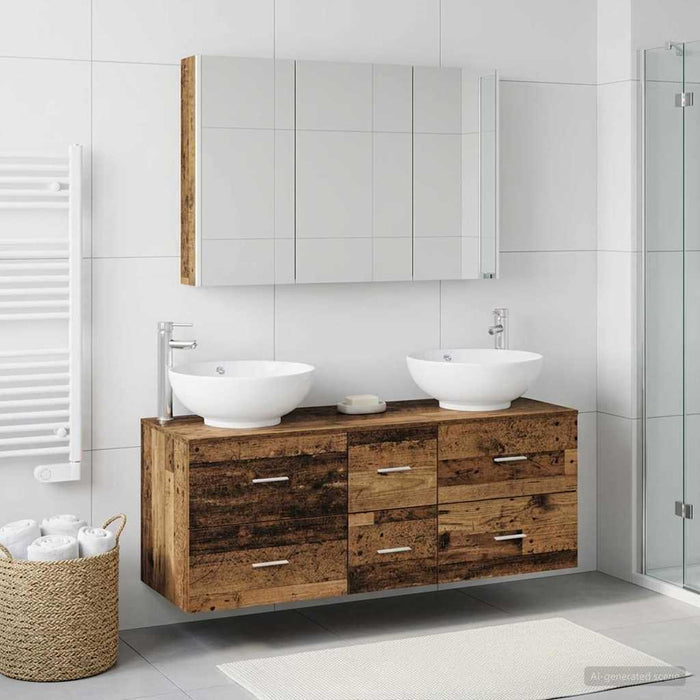 Set de mobilier pentru baie 4 pcs Lemn vechi WALTI