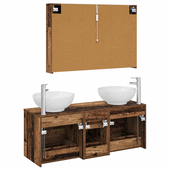 Set de mobilier pentru baie 4 pcs Lemn vechi WALTI