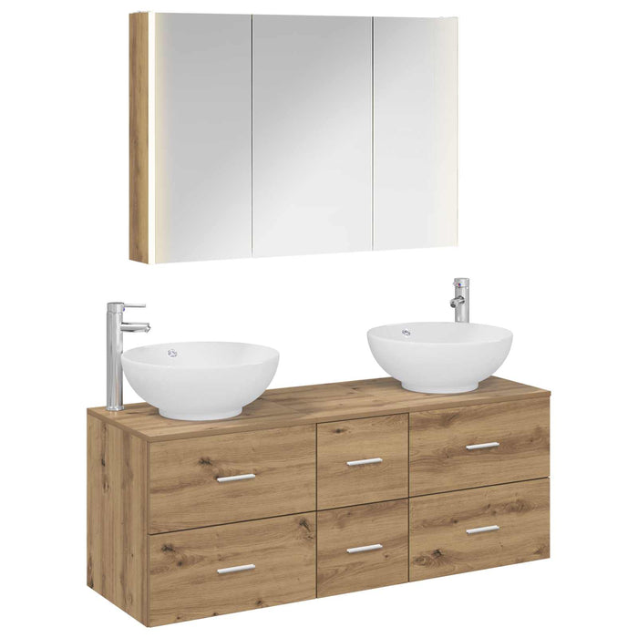 Set de mobilier pentru baie 4 pcs Stejar Artizanal WALTI