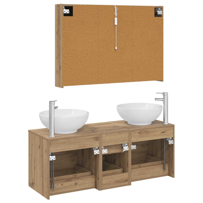 Set de mobilier pentru baie 4 pcs Stejar Artizanal WALTI