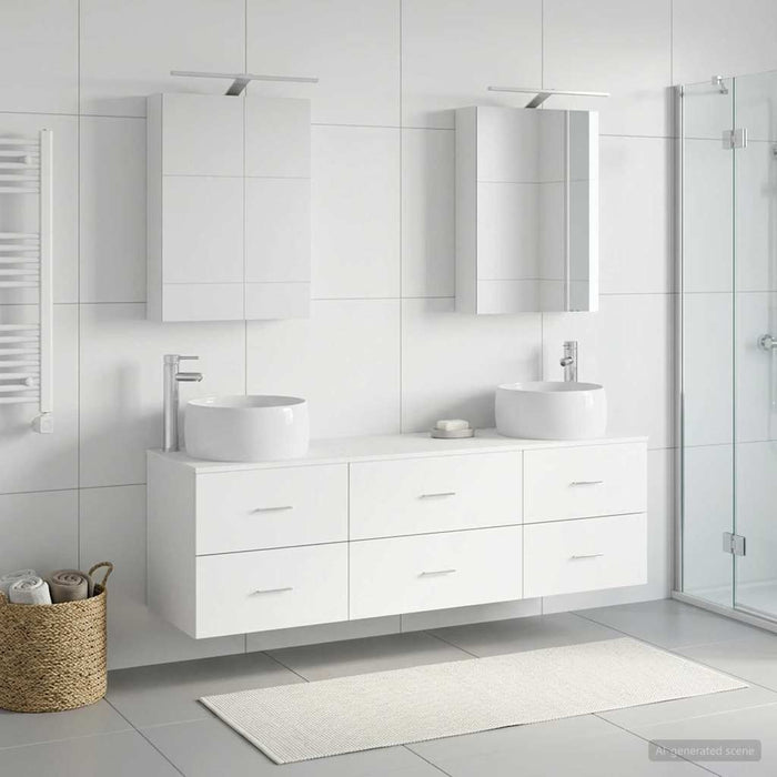 Set de mobilier pentru baie 5 pcs Alb Lemn prelucrat și sticlă WALTI