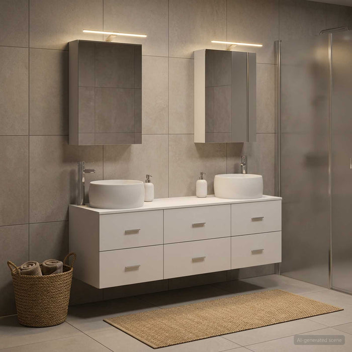 Set de mobilier pentru baie 5 buc. Alb Lemn prelucrat și sticlă WALTI