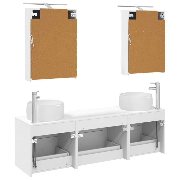 Set de mobilier pentru baie 5 pcs Alb Lemn prelucrat și sticlă WALTI
