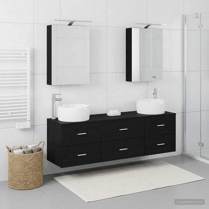 Set de mobilier pentru baie 5 buc. Stejar Negru - WALTI WALTI