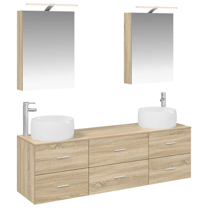Set de mobilier pentru baie 5 pcs Stejar Sonoma WALTI