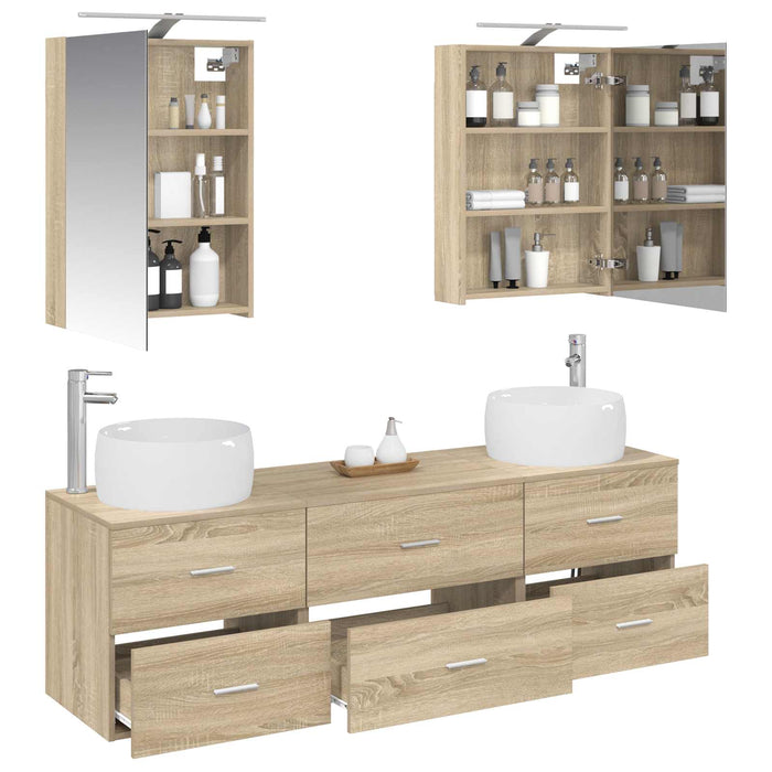 Set de mobilier pentru baie 5 pcs Stejar Sonoma WALTI