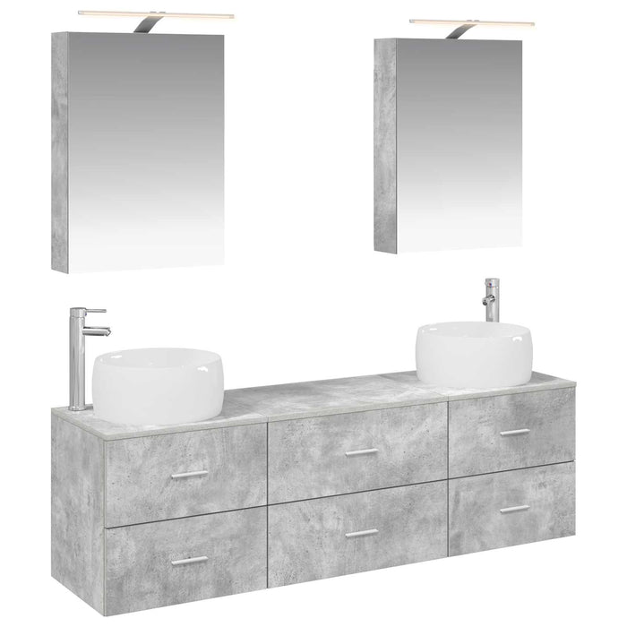 Set de mobilier pentru baie 5 pcs Gri Beton WALTI