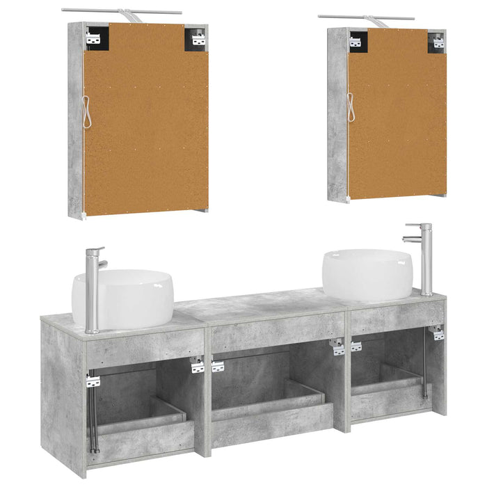Set de mobilier pentru baie 5 pcs Gri Beton WALTI