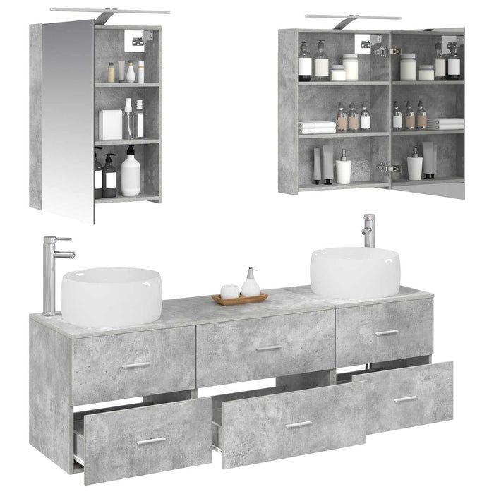 Set de mobilier pentru baie 5 pcs Gri Beton WALTI