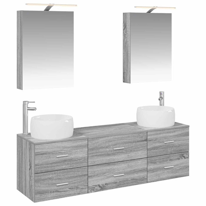 Set de mobilier pentru baie 5 pcs Sonoma gri WALTI