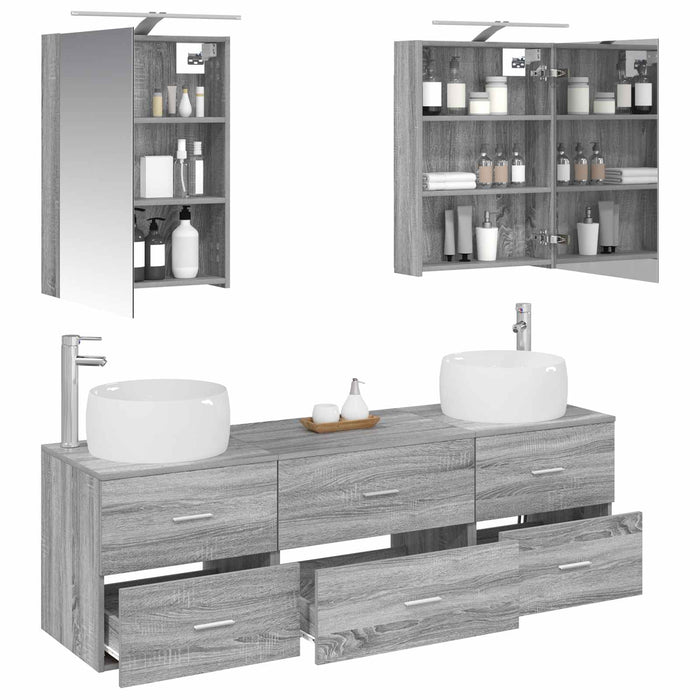 Set de mobilier pentru baie 5 pcs Sonoma gri WALTI