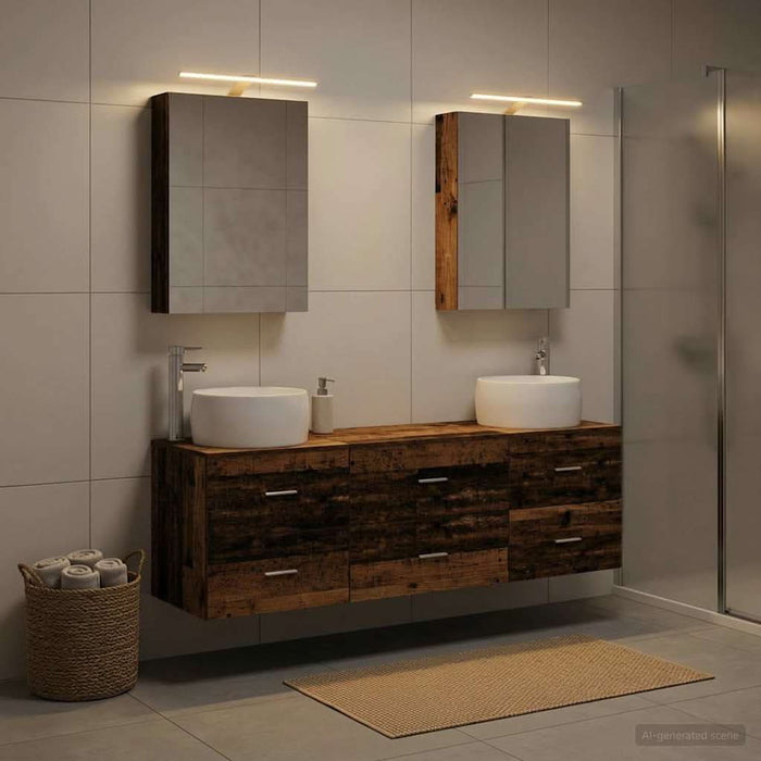 Set de mobilier pentru baie 5 buc. Lemn vechi WALTI