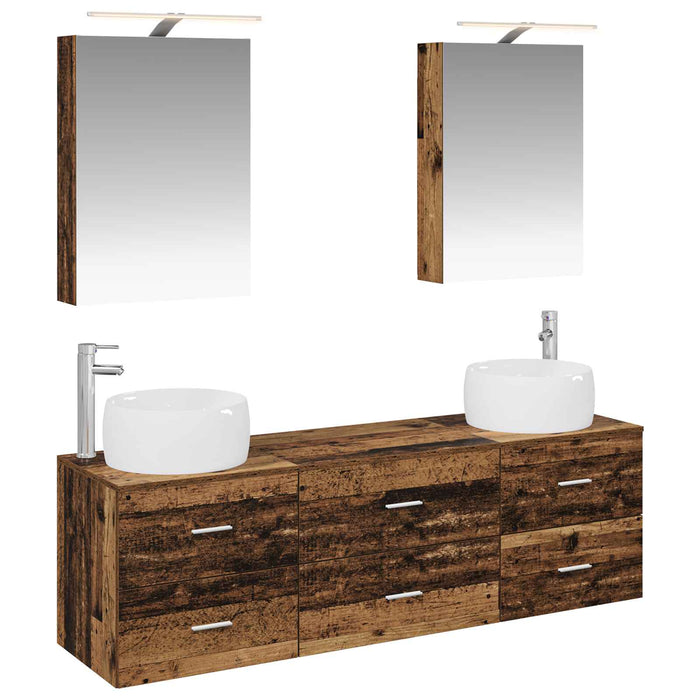Set de mobilier pentru baie 5 pcs Lemn vechi WALTI