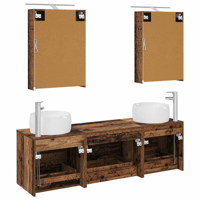 Set de mobilier pentru baie 5 pcs Lemn vechi WALTI