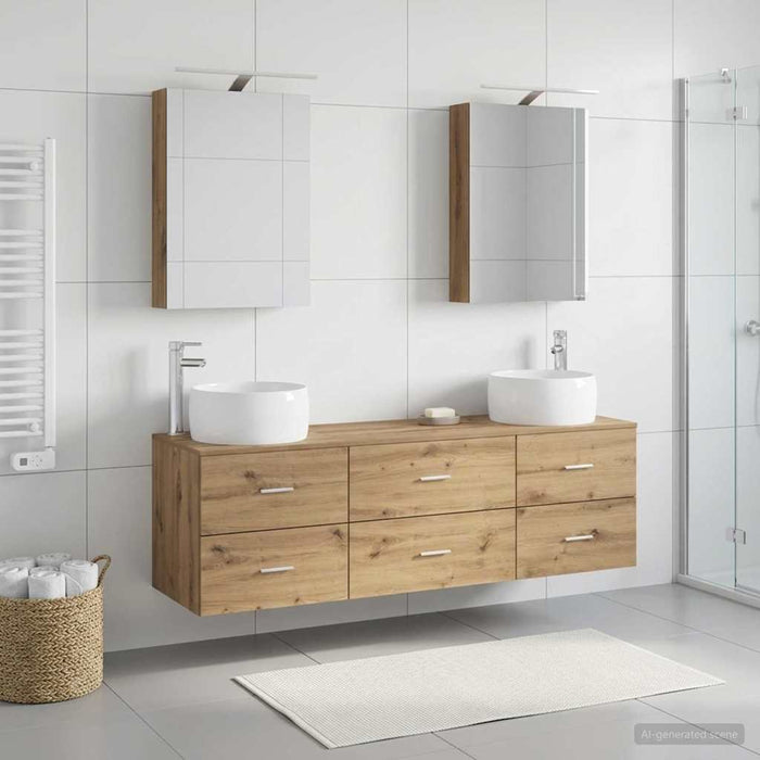 Set de mobilier pentru baie 5 buc. Stejar Artizanal WALTI