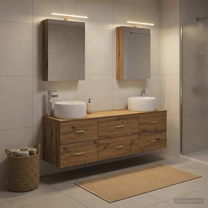 Set de mobilier pentru baie 5 buc. Stejar Artizanal WALTI