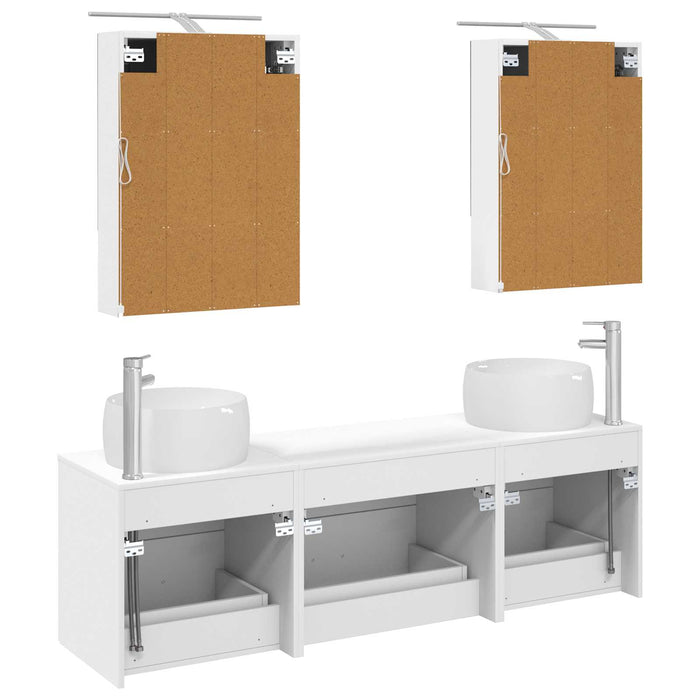 Set de mobilier pentru baie 5 pcs Alb Lemn prelucrat și sticlă WALTI