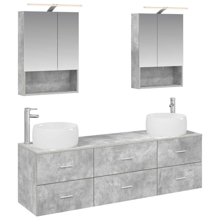 Set de mobilier pentru baie 5 pcs Gri Beton WALTI