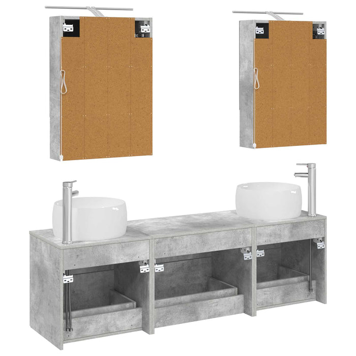 Set de mobilier pentru baie 5 pcs Gri Beton WALTI