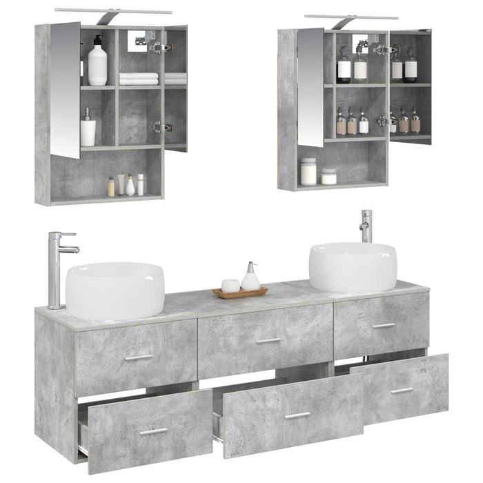 Set de mobilier pentru baie 5 pcs Gri Beton WALTI