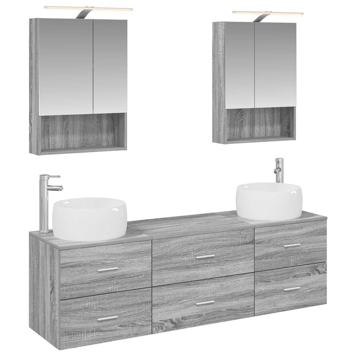 Set de mobilier pentru baie 5 pcs Sonoma gri WALTI